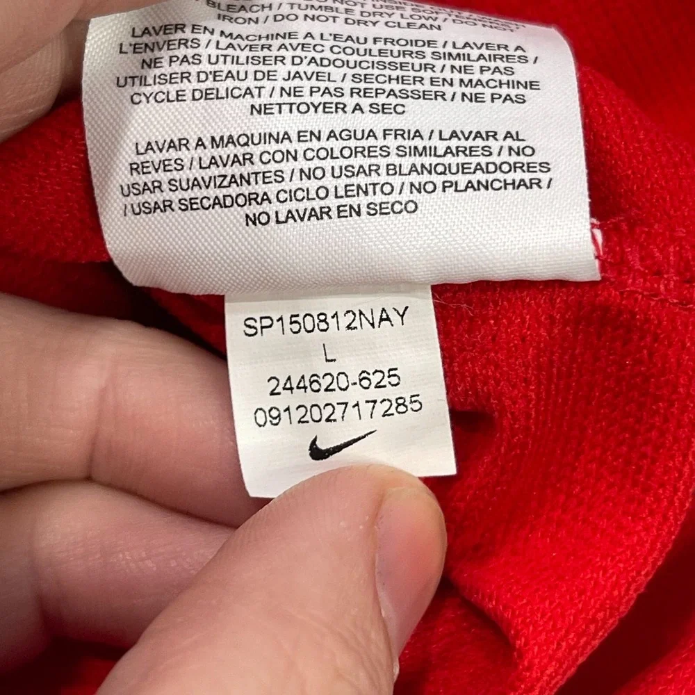 Nike Golf Polo Shirt Mens Large Red Dri-FIT Tonal Stripe Short Sleeve 244620-625